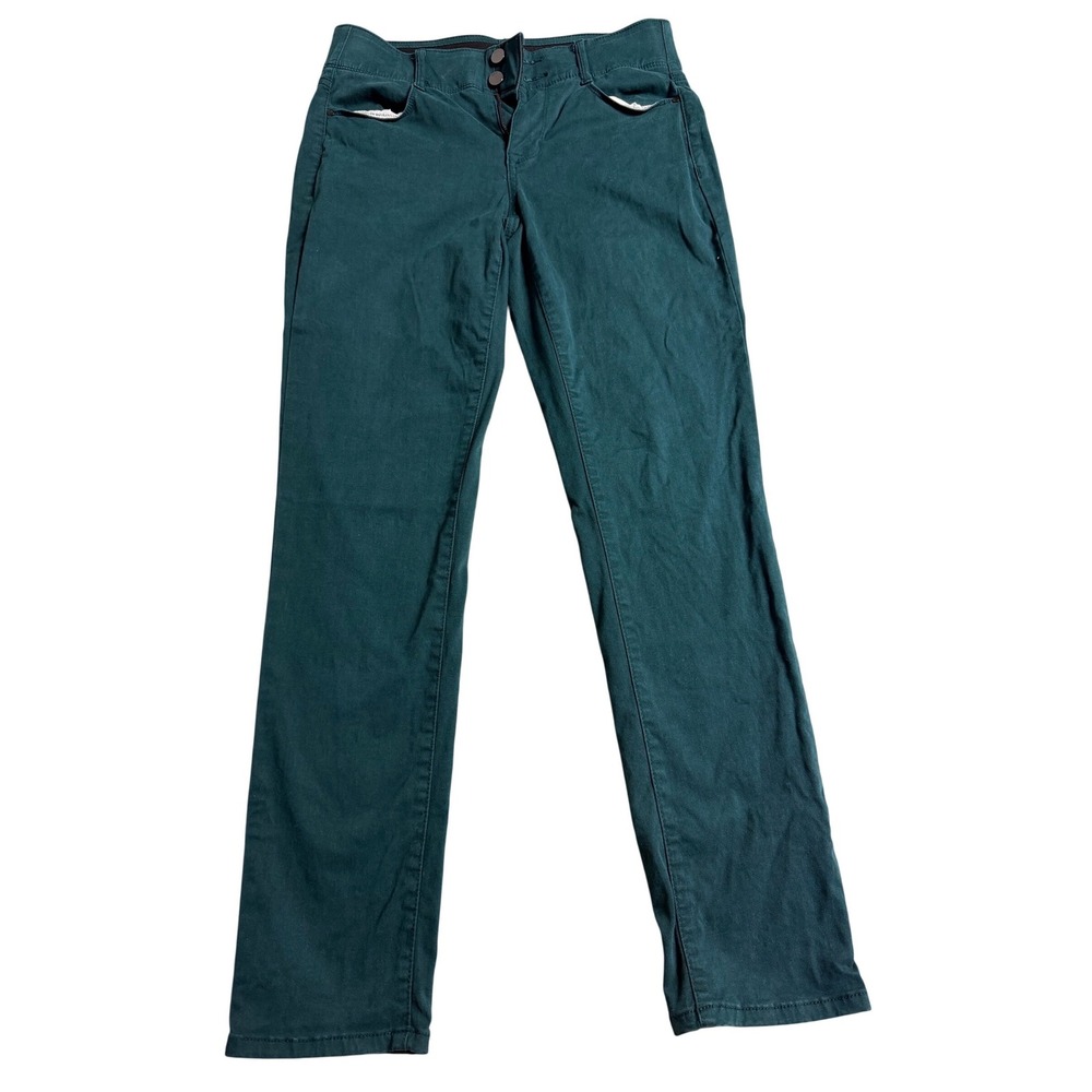 Apt. 9 Womens Straight Leg Pants Teal Green Stretch Double Button Size 8